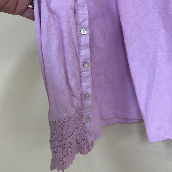 Soft Surroundings womans BOHO lavender lace Long Sleeve top size M - Picture 6 of 6